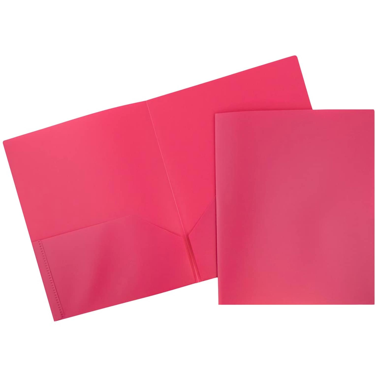 JAM Paper POP 2-Pocket Plastic Folders, Fuchsia Hot Pink, 6/Pack (382Efud)