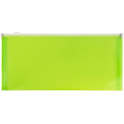 JAM Paper® #10 Plastic Envelopes with Zip Closure, 5 x 10, Lime Green Poly, 12/pack (921Z1LI)