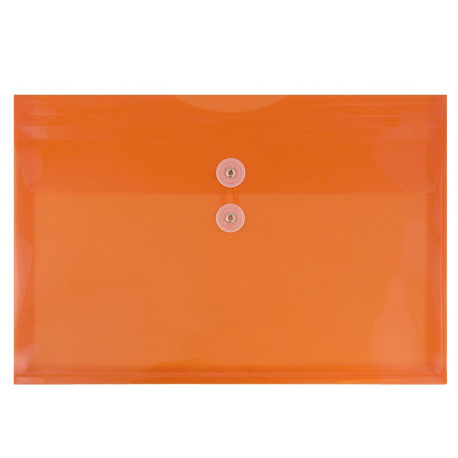 JAM Paper® Plastic Envelopes with Button and String Tie Closure, Legal Booklet, 9.75 x 14.5, Orange Poly, 12/pack (219B1OR)