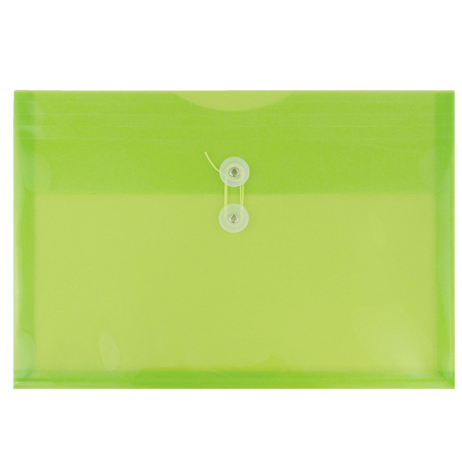 JAM Paper® Plastic Envelopes with Button and String Tie Closure, Legal Booklet, 9.75 x 14.5, Lime Green Poly, 12/pk (219B1LIGR)