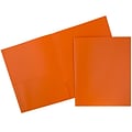 JAM Paper POP Two-Pocket Plastic Folders, Orange, 6/Pack (382Eord)