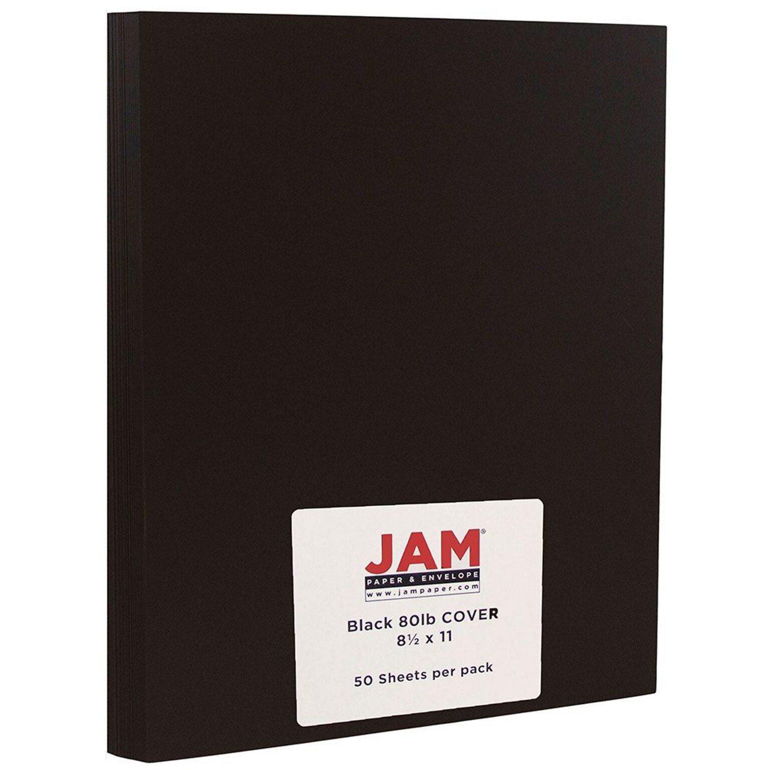 JAM Paper® Matte Cardstock, 8.5 x 11, 80lb Black Smooth, 50/pack (64429575)