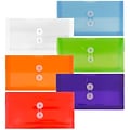 JAM Paper® #10 Plastic Envelopes with Button and String Tie Closure, 5.25 x 10, Assorted Colors, 6/p