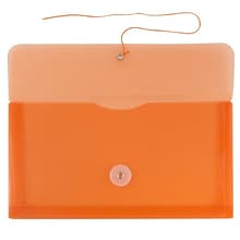 JAM Paper® #10 Plastic Envelopes with Button and String Tie Closure, 5 1/4 x 10, Orange Poly, 12/pac