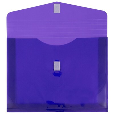 JAM Paper® Plastic Envelopes with Hook & Loop Closure, 2 Expansion, Letter Booklet, 9.75 x 13, Pu