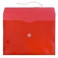 JAM Paper® Plastic Envelopes with Button and String Tie Closure, Letter Booklet, 9.75 x 13, Red Poly