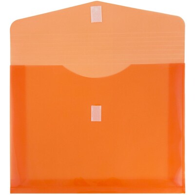 JAM Paper® Plastic Envelopes with Hook & Loop Closure, 9.75 x 13 with 2 Inch Expansion, Orange, 12/P