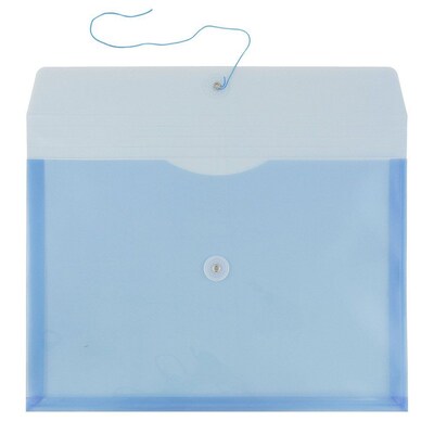 JAM Paper® Plastic Envelopes with Button and String Tie Closure, Legal Booklet, 9.75 x 14.5, Blue Po