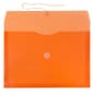 JAM Paper® Plastic Envelopes with Button and String Tie Closure, Letter Booklet, 9.75 x 13, Orange Poly, 12/pack (218B1OR)
