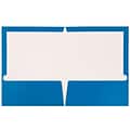JAM Paper® Laminated Two-Pocket Glossy Presentation Folders, Blue, 25/Pack (385GBUD)