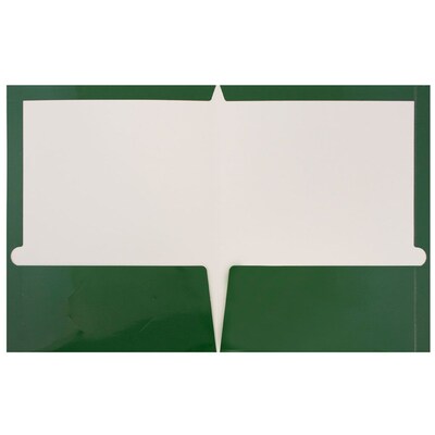 JAM Paper Glossy 2-Pocket Presentation Folder, Green, 100/Box (5042560B)