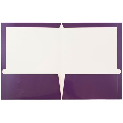 JAM Paper® Laminated Two-Pocket Glossy Presentation Folders, Purple, 25/Pack (385GPUD)