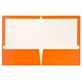 JAM Paper Laminated Two-Pocket Glossy Presentation Folders, Orange, 6/Pack (385GORA)