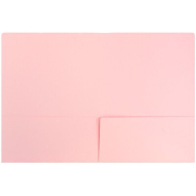 JAM Paper® Premium Matte Colored Cardstock Two-Pocket Presentation Folders, Baby Pink, 6/Pack (28876