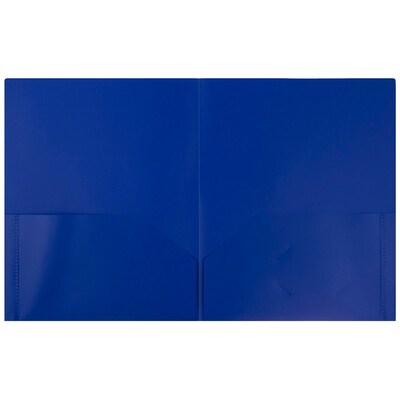 JAM Paper POP 2-Pocket Portfolio Plastic Folder, Deep Blue, 96/Box (382EBUB)