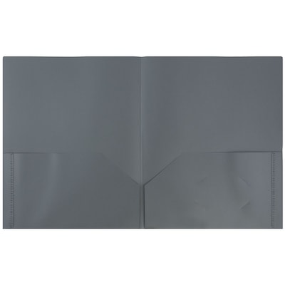 JAM Paper POP 2-Pocket Portfolio Plastic Folder, Gray, 96/Box (382EGYB)