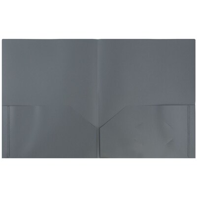 JAM Paper POP 2-Pocket Portfolio Plastic Folder, Gray, 96/Box (382EGYB)