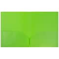 JAM Paper 2-Pocket PlasticFolders, Lime Green, 6/Pack (382Eligrd)