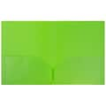 JAM Paper POP 2-Pocket Portfolio Plastic Folder, Lime Green, 96/Box (382ELIGRB)