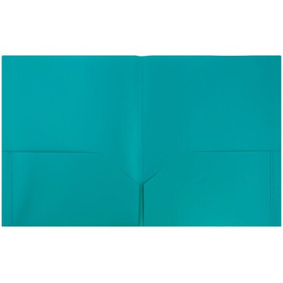 JAM Paper POP Two-Pocket Plastic Folders, Teal, 6/Pack (382Eted)