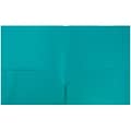 JAM Paper POP Two-Pocket Plastic Folders, Teal, 96/Pack (382ETEB)