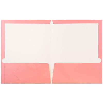 JAM Paper® Laminated Two-Pocket Glossy Presentation Folders, Baby Pink, 6/Pack (31225348U)