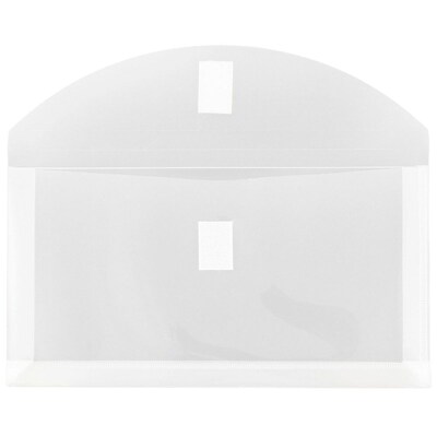 JAM Paper® #10 Plastic Envelopes with Hook & Loop Closure, 1 Expansion, 5.25 x 10, Clear Poly, 12