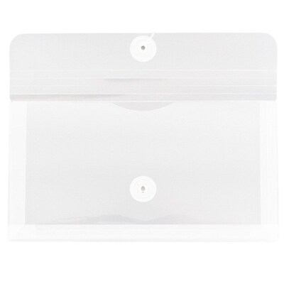 JAM Paper® #10 Plastic Envelopes with Button and String Tie Closure, 5 1/4 x 10, Clear Poly, 12/pack