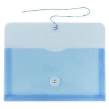 JAM Paper® Plastic Envelopes with Button and String Tie Closure, #10 Business Booklet, 5.25 x 10, Bl