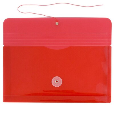 JAM Paper® Plastic Envelopes with Button and String Tie Closure, #10 Business Booklet, 5.25 x 10, Red, 12/Pack (921B1RE)