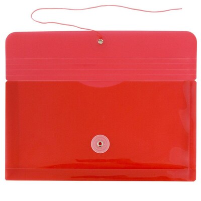 JAM Paper® Plastic Envelopes with Button and String Tie Closure, #10 Business Booklet, 5.25 x 10, Re