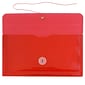 JAM Paper® Plastic Envelopes with Button and String Tie Closure, #10 Business Booklet, 5.25 x 10, Red, 12/Pack (921B1RE)