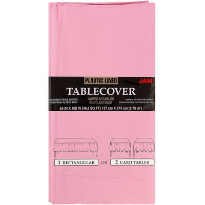 JAM Paper® Paper Table Cover with Plastic Lining, Baby Pink Tablecloth, Sold Individually (291323314)