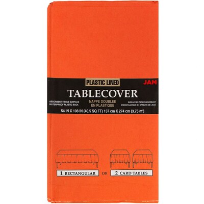 JAM Paper® Paper Table Cover with Plastic Lining, Orange Tablecloth, Sold Individually (291323334)