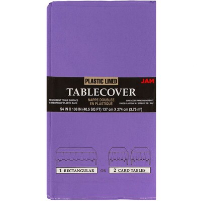 JAM Paper® Paper Table Cover with Plastic Lining, Purple Tablecloth, Sold Individually (291323335)