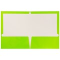 JAM Paper Glossy 2-Pocket Presentation Folder, Lime Green, 6/Pack (385Glia)