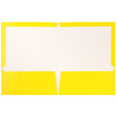 JAM Paper® Laminated Two-Pocket Glossy Presentation Folders, Yellow, 6/Pack (385GYEA)