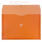 JAM Paper® Plastic Envelopes with Button and String Tie Closure, Legal Booklet, 9.75 x 14.5, Orange Poly, 12/pack (219B1OR)
