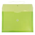 JAM Paper® Plastic Envelopes with Button and String Tie Closure, Legal Booklet, 9.75 x 14.5, Lime Gr