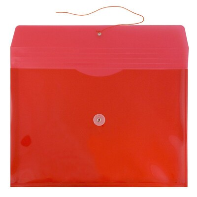 JAM Paper® Plastic Envelopes with Button and String Tie Closure, Legal Booklet, 9.75 x 14.5, Red Poly, 12/pack (219B1RE)