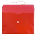 JAM Paper® Plastic Envelopes with Button and String Tie Closure, Legal Booklet, 9.75 x 14.5, Red Pol