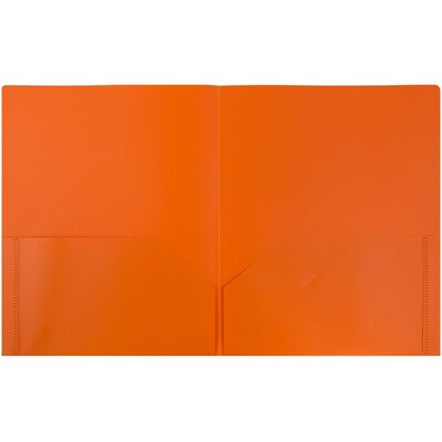 JAM Paper POP Two-Pocket Plastic Folders, Orange, 96/Pack (382EORB)