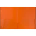 JAM Paper POP Two-Pocket Plastic Folders, Orange, 96/Pack (382EORB)