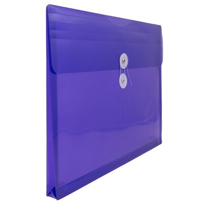 JAM Paper® Plastic Envelopes with Button and String Tie Closure, Letter Booklet, 9.75 x 13, Purple, 12/Pack (218B1PU)