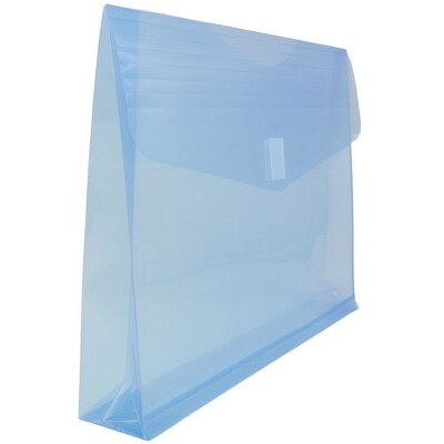 JAM Paper® Plastic Envelopes with Hook & Loop Closure, 2" Expansion, Letter Booklet, 9.75" x 13", Blue Poly, 12/pack (218V2BU)
