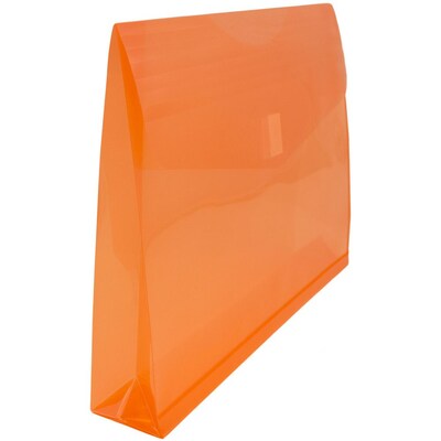 JAM Paper® Plastic Envelopes with Hook & Loop Closure, 9.75 x 13 with 2 Inch Expansion, Orange, 12/Pack (218V2OR)