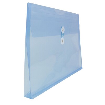 JAM Paper® Plastic Envelopes with Button and String Tie Closure, Legal Booklet, 9.75 x 14.5, Blue Poly, 12/pack (219B1BU)
