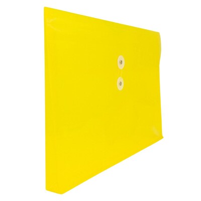 JAM Paper® Plastic Envelopes with Button and String Tie Closure, Letter Booklet, 9.75 x 13, Yellow, 12/Pack (218B1YE)