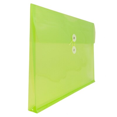 JAM Paper® Plastic Envelopes with Button and String Tie Closure, Letter Booklet, 9.75 x 13, Lime Green Poly, 12/pack (218B1LI)