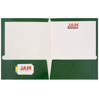 JAM Paper Glossy 2-Pocket Portfolio Folder, Green, 6/Pack (5042560d)